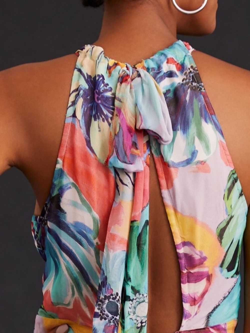 Anthropologie Maeve Floral Halter Maxi Dress Size Medium Resort - Picture 4 of 14